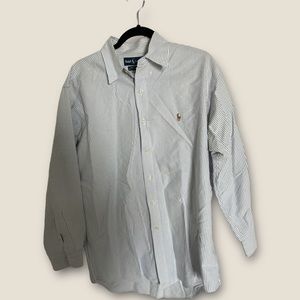 Ralph Lauren Shirt Men's 16-33 Yarmouth 100 Cotton Oxford Top‎ Stripes Blue ✅